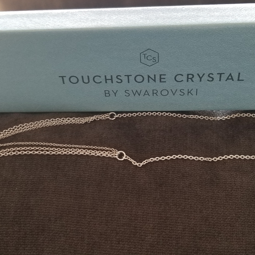 Touchstone Crystal by Swarovski Necklace. 3 cystal stones & Silver. Gorgeous! - Picture 3 of 6
